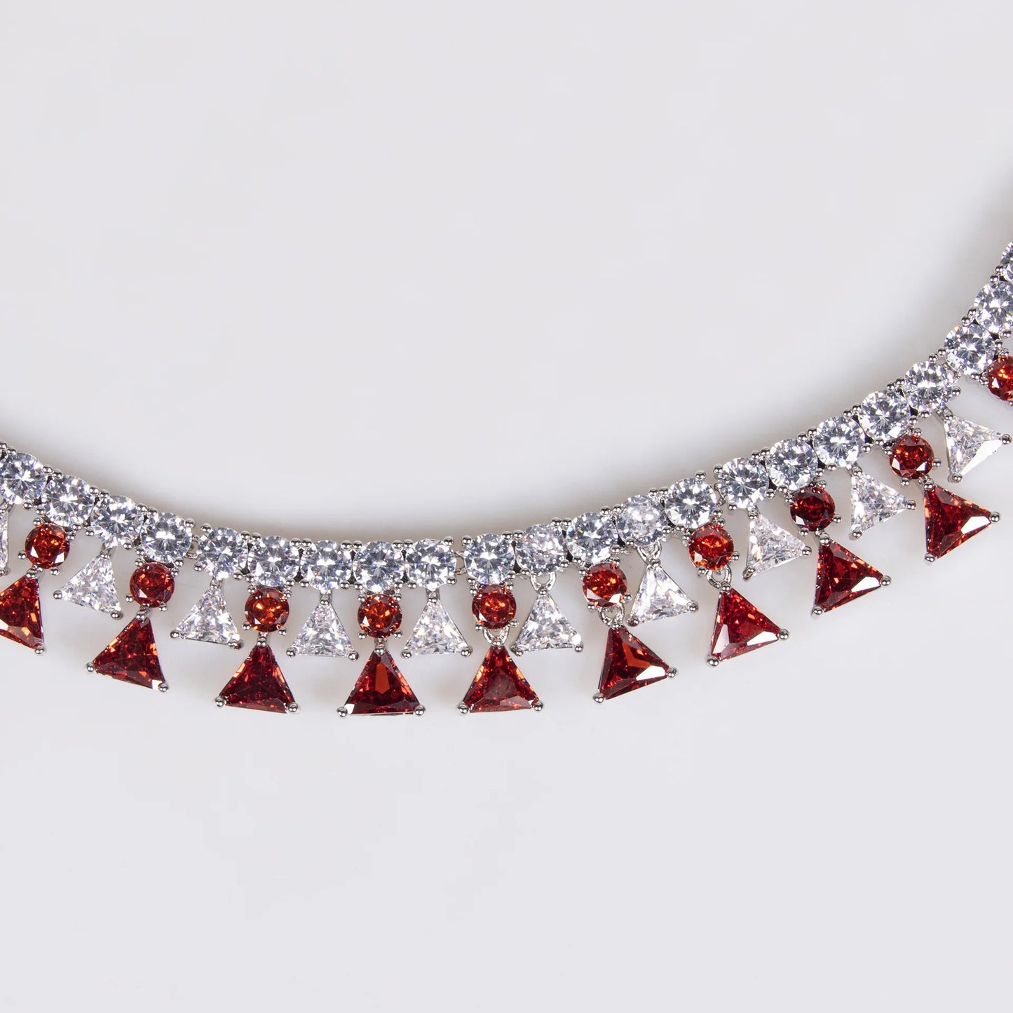 Geometric Triangle Zircon Jewelry Set for Women Shiny Necklace & Earrings for Dubai Bridal Wedding or Party Gift
