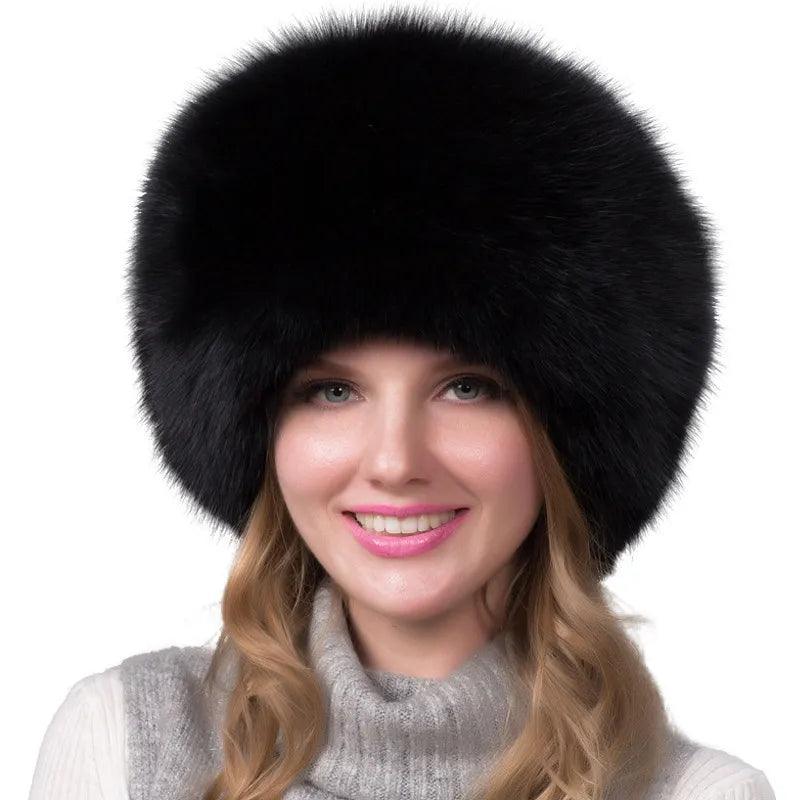 2024 Winter Fashion Women's Fox Fur Hat with Earmuffs - Natural Warmth