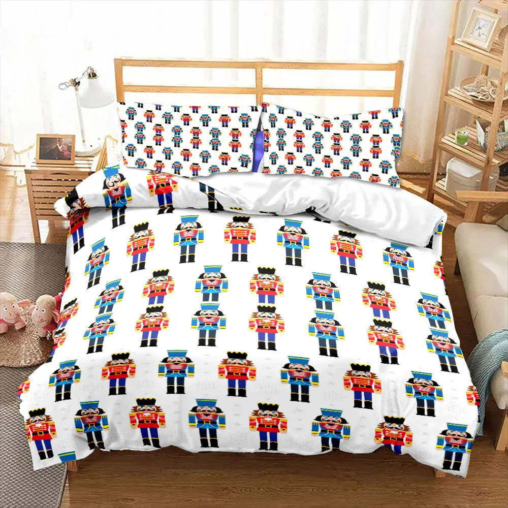 Nutcracker Cartoon Duvet Cover Merry Christmas Navidad Gifts Child Bedroom Decoration Women Men Cartoon Royal Guarder Queen Size