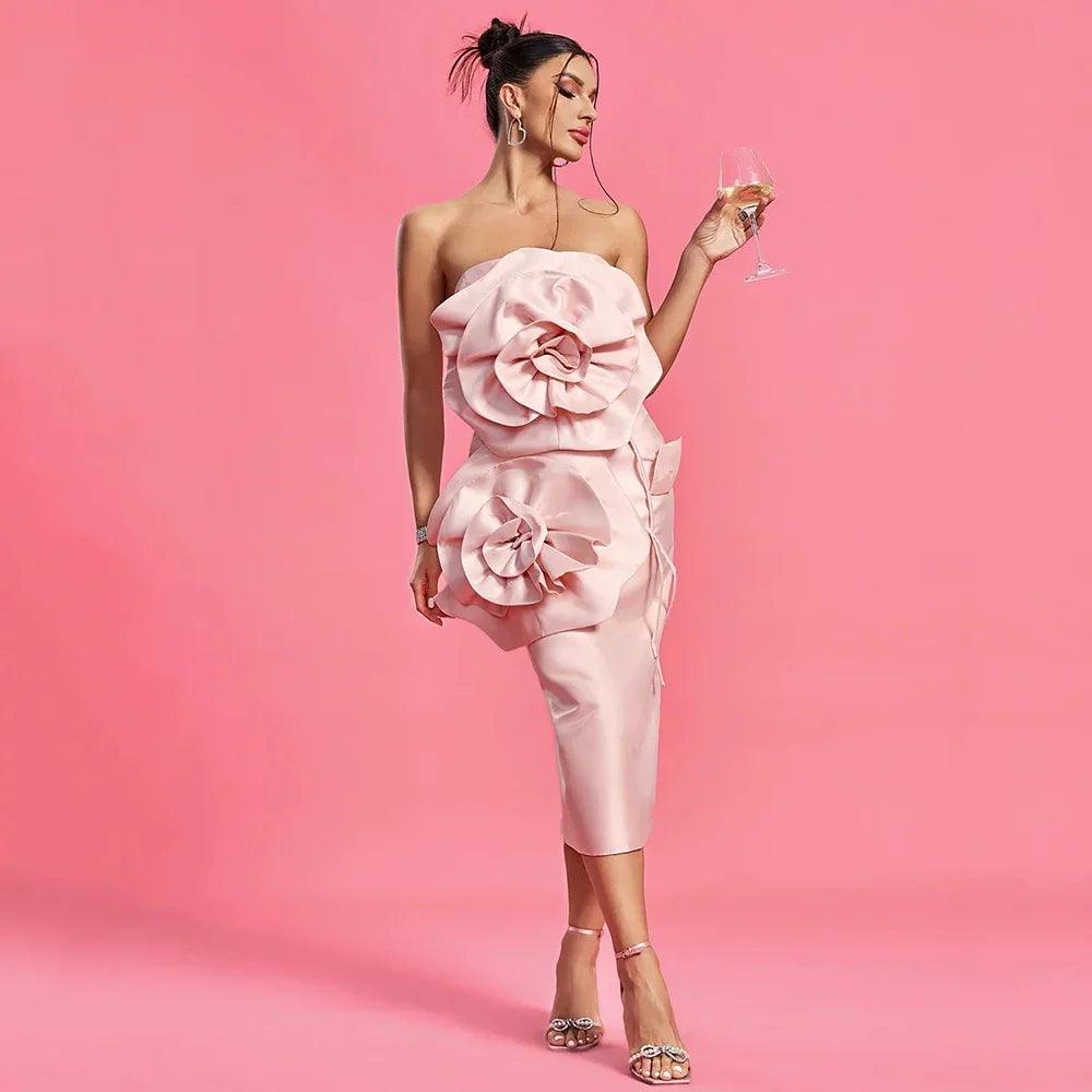 tight pink midi dress ELLIATT Magenta Pink Elva Midi Dress Magenta Pink / M