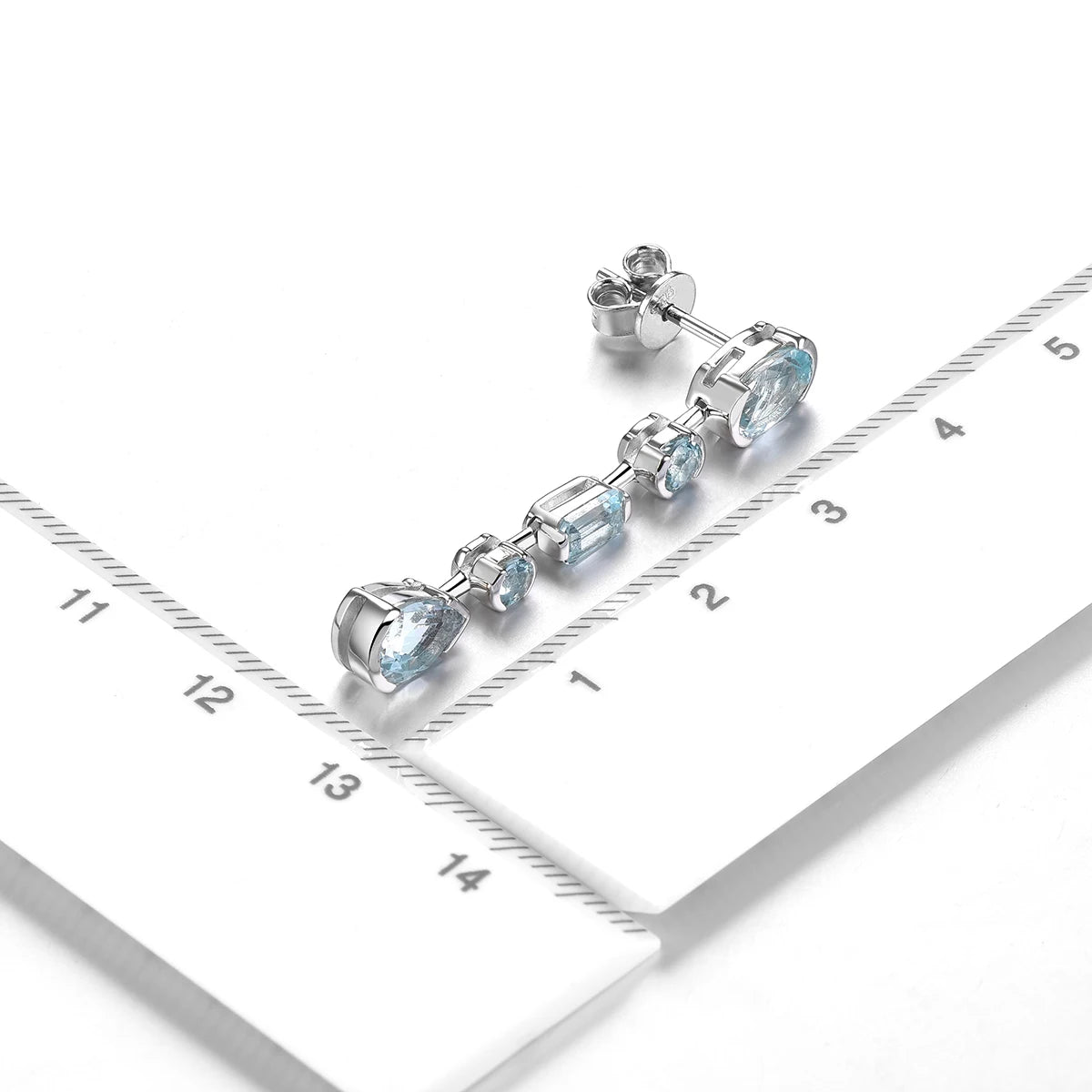 Natural Aquamarine Sterling Silver Drop Earrings 3.5 Carats Light Blue Aquamarine Gemstone Top Quality S925 Jewelry Design
