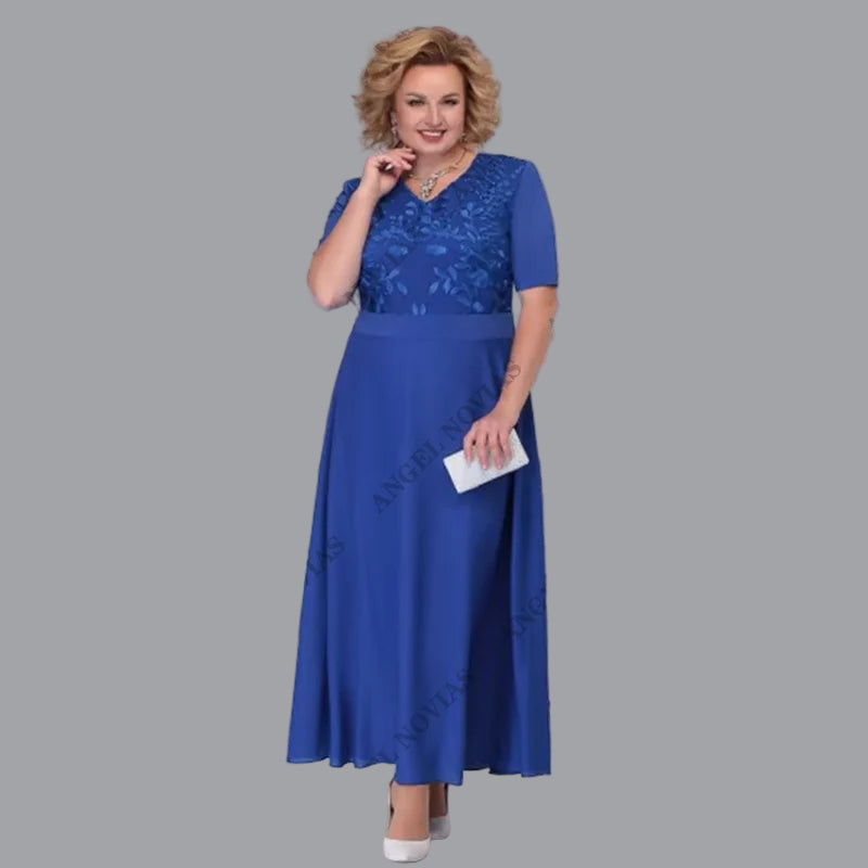 Customized Plus Size Blue Mother of the Bride Dresses with Jacket A-line Wedding Guest Dress Lace Party Vestido Madre Novia