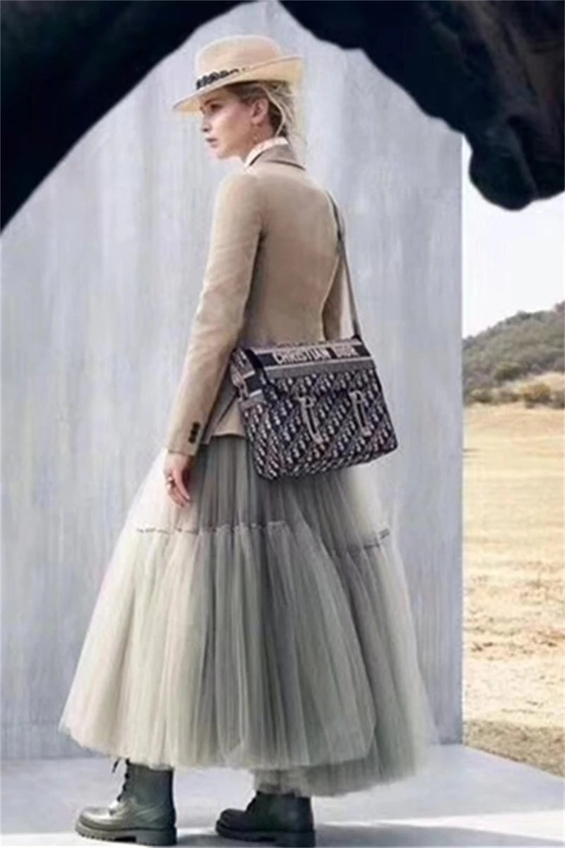 Elegant High Waist Tulle Skirt – Solid Color A-Line Mesh Tutu Skirt for Women