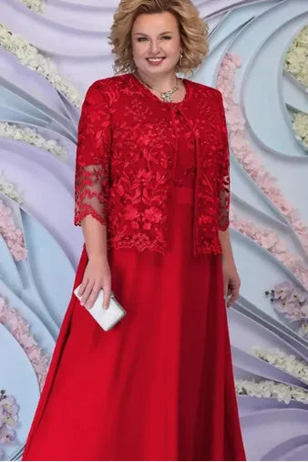 Customized Plus Size Blue Mother of the Bride Dresses with Jacket A-line Wedding Guest Dress Lace Party Vestido Madre Novia