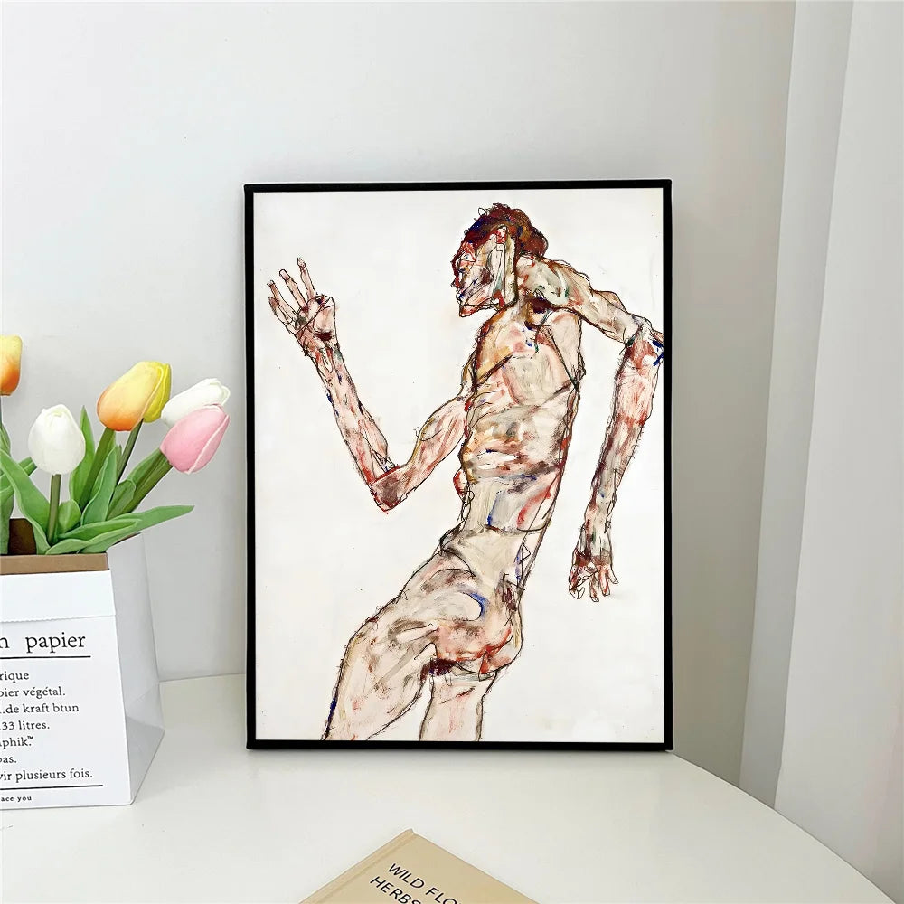 1pc E-Egon S-Schiele Self-adhesive Art Poster Waterproof Paper Sticker Coffee House Bar Room Wall Decor
