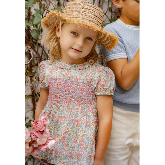 Chelsea Bloom Collection – Floral Smocked Baby Girl Overalls Set with Embroidery, Family Matching Outfit - HER SHOP