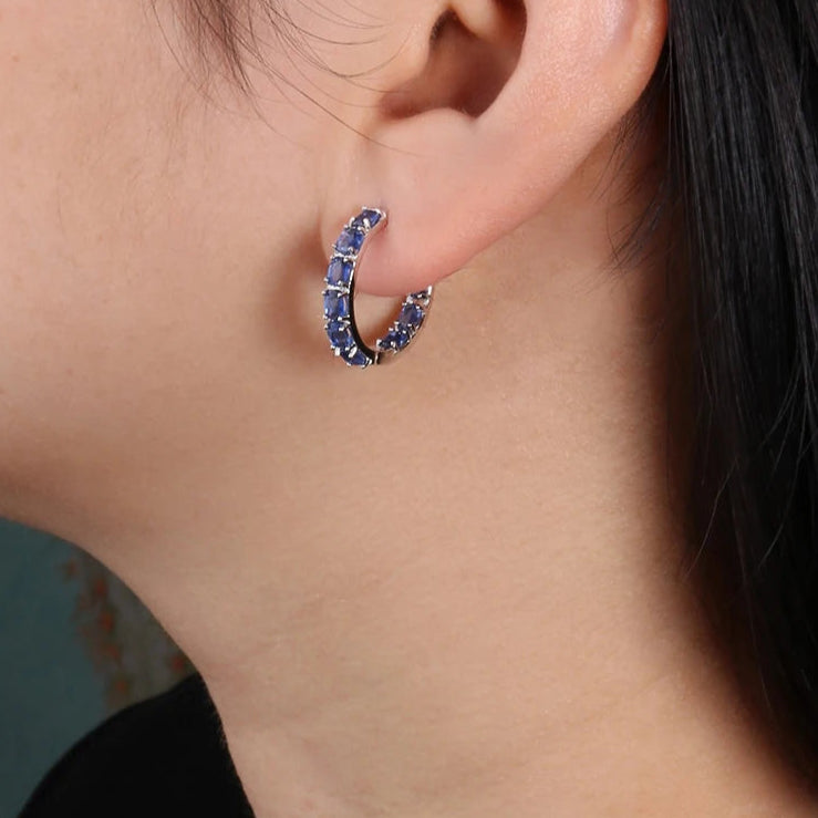 Classic design Natural blue Kyanite earrings 925 silver fine jewelry light luxury elegant birthday gifts for women and girls