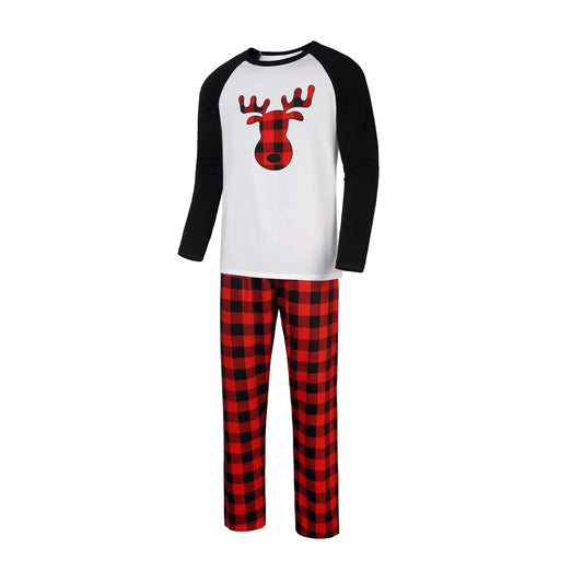 Family Matching Christmas Pajama Set — Cartoon Deer Top & Plaid Trousers, Cozy Holiday Sleepwear for Men, Women & Kids - HER SHOP