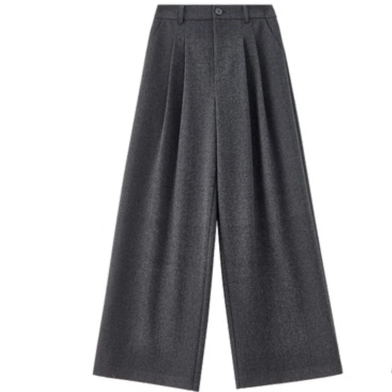 Elegant Knit Wide-Leg Pants – Autumn Office Casual Trousers for Women