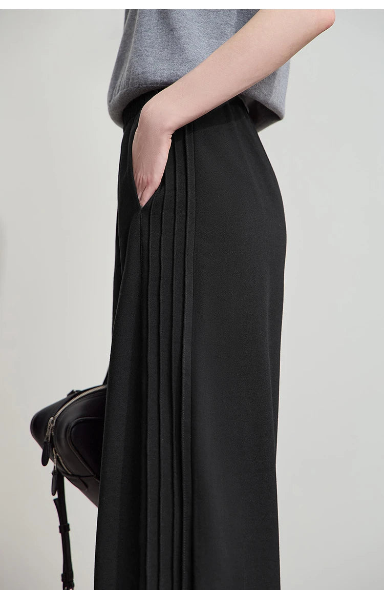 Minimalist Cotton Knit Wide Leg Pants – Loose Casual Trousers for Women