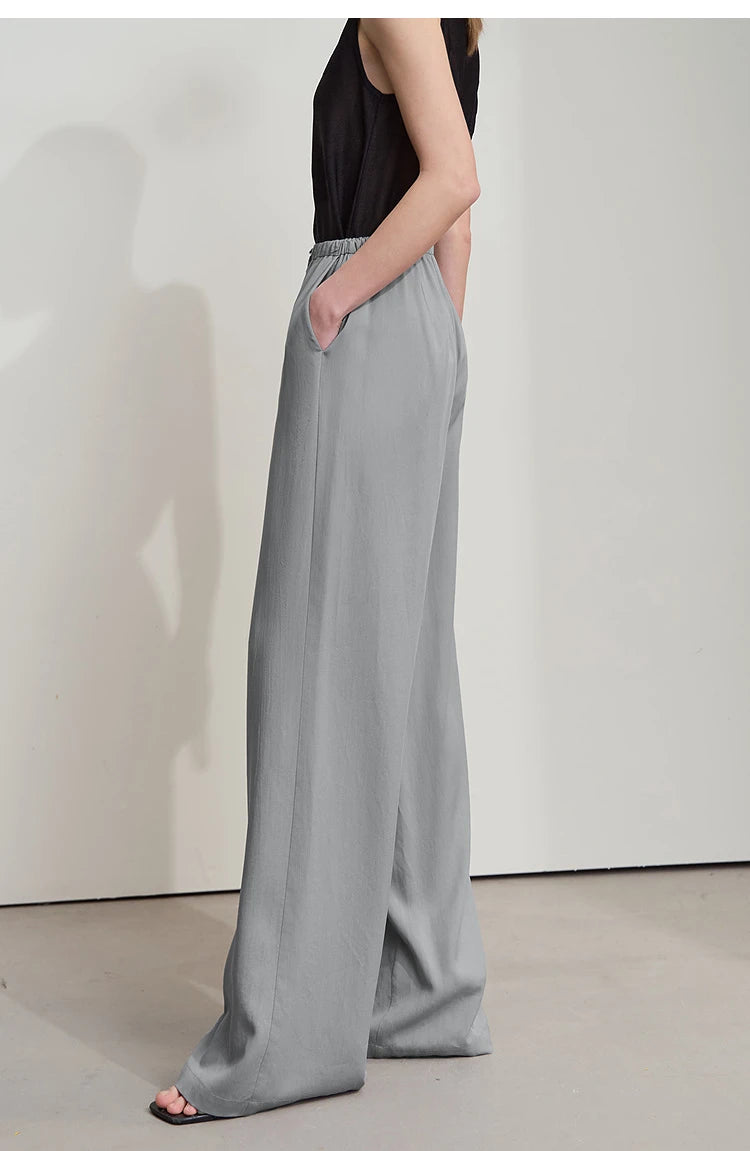 Women’s Solid Drawstring Wide Leg Pants – Casual Loose Full-Length Trousers New Fashion