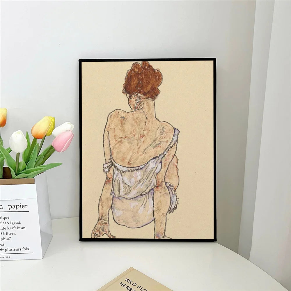 1pc E-Egon S-Schiele Self-adhesive Art Poster Waterproof Paper Sticker Coffee House Bar Room Wall Decor