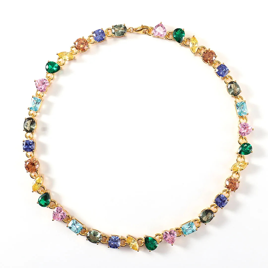925 Sterling Silver Colorful Lab Sapphire Gemstone Necklace Custom Chain Jewelry for Women | Birthday & Anniversary Gift