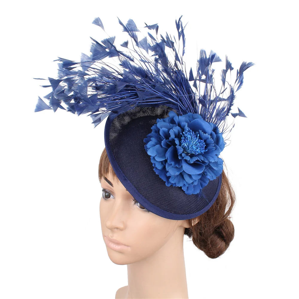 Red Feather Fascinator Chapeau for Women – Elegant Flower Headwear with Clip and Headband for Wedding, Derby & Tea Party