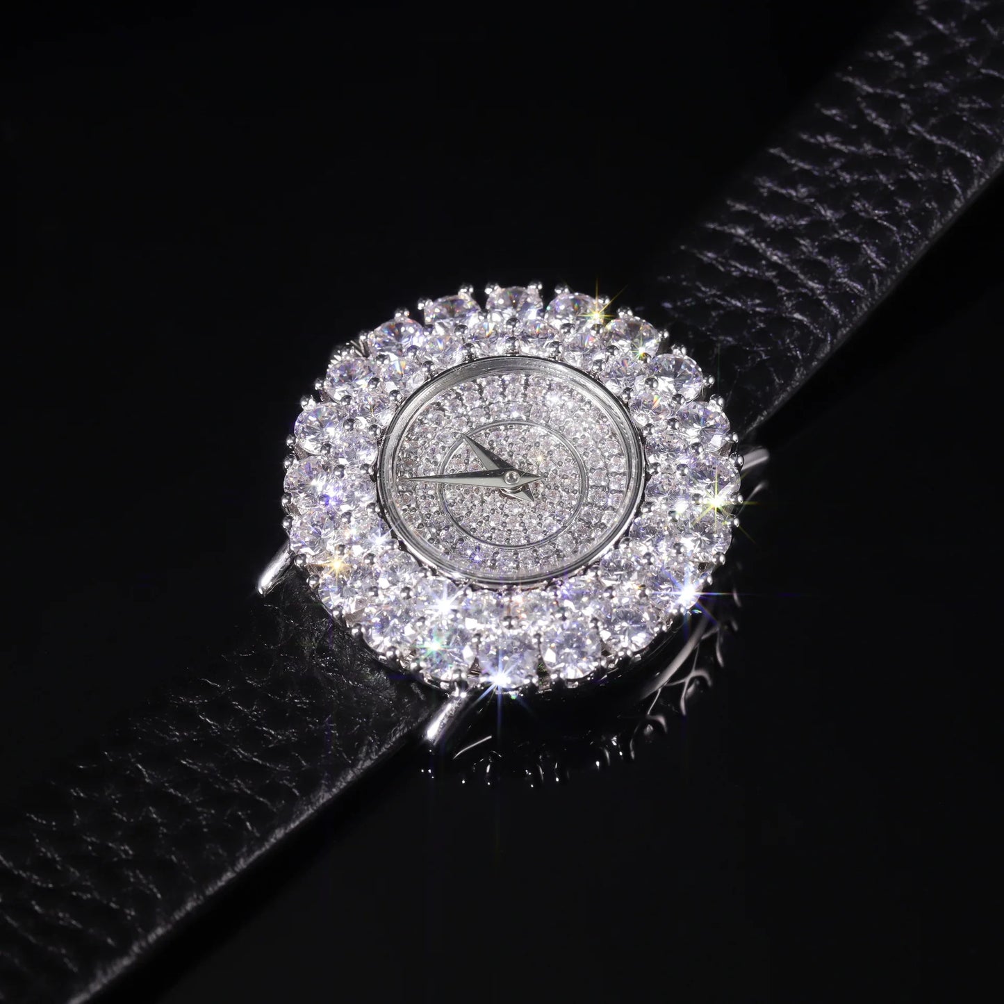 Luxury Women’s Watch – Real 925 Sterling Silver, Full Moissanite Diamonds, Round Zircon Dial, GRA Certified Elegant Wristwatch