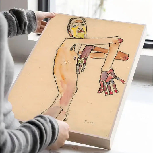 Egon Schiele Body Color Delineation DIY Sticky Poster Whitepaper Prints Posters Artwork Nordic Home Decor - HER SHOP