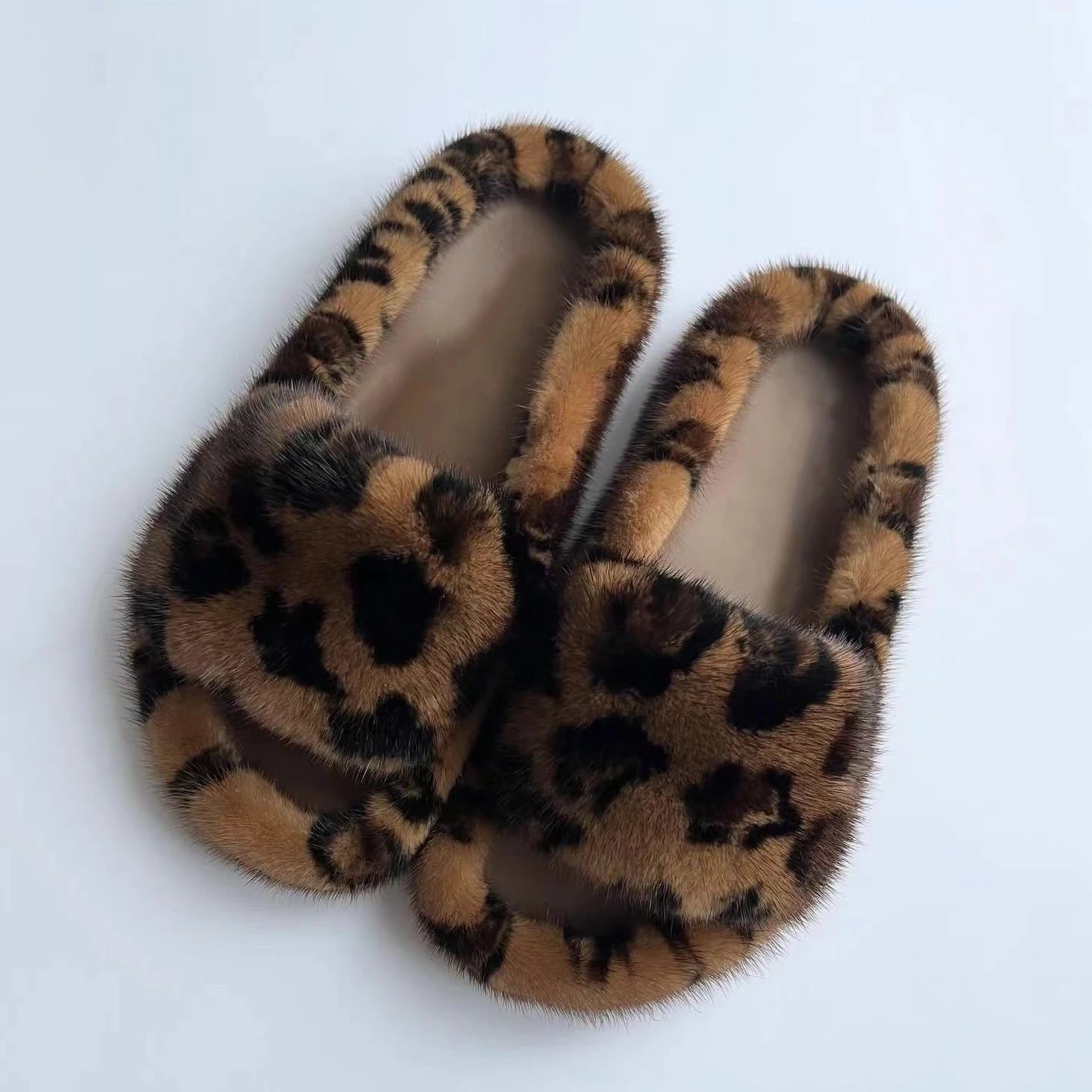 Luxury Real Mink Fur Slippers for Women – Summer Flat Slides with Plush Fur and Sheepskin Insole