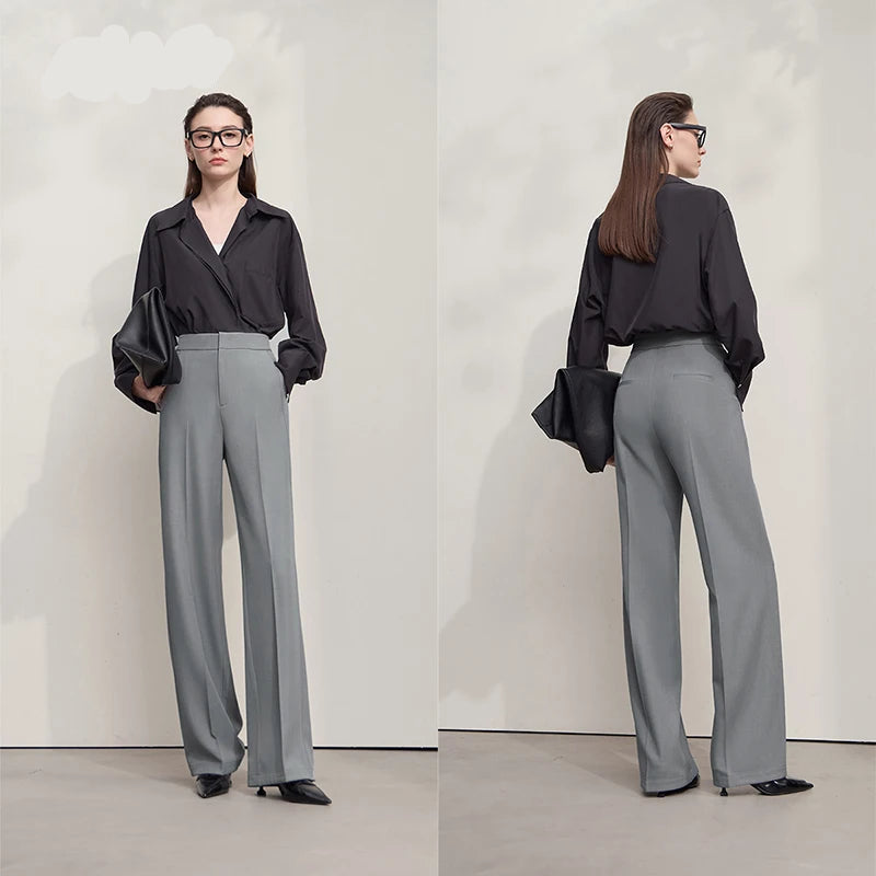 Minimalist Women’s High-Waist Pants – Elegant Office Lady Loose Trousers 2025 Autumn Collection