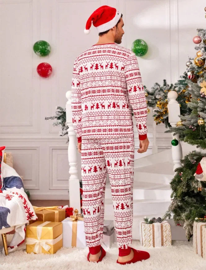Family Matching Christmas Pajamas – Festive All-Over Print Loungewear Set for Mom, Dad & Kids