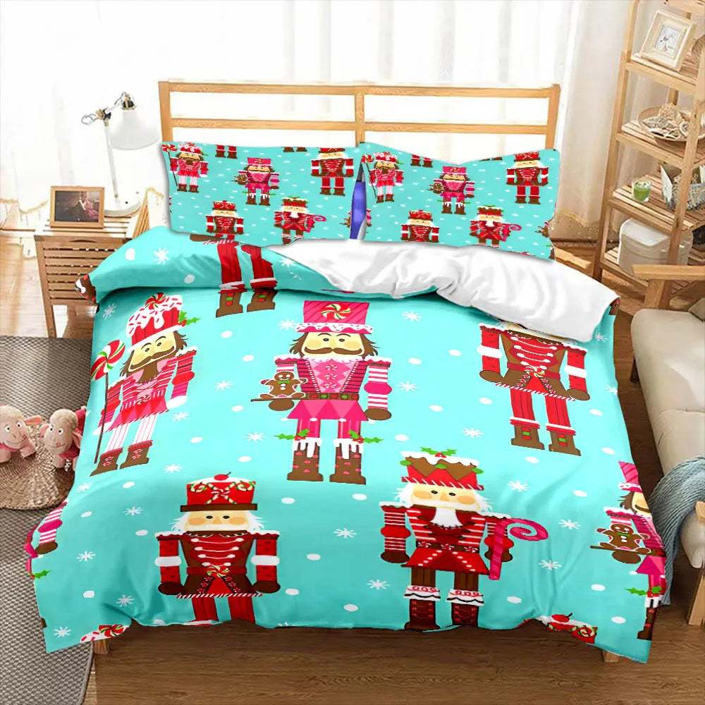 Nutcracker Cartoon Duvet Cover Merry Christmas Navidad Gifts Child Bedroom Decoration Women Men Cartoon Royal Guarder Queen Size