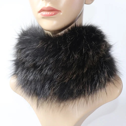 Women's Real Fox Fur Ring Scarf & Headband– Luxury Winter Neck Warmer Muffler, 100% Natural Fur with Good Elastic