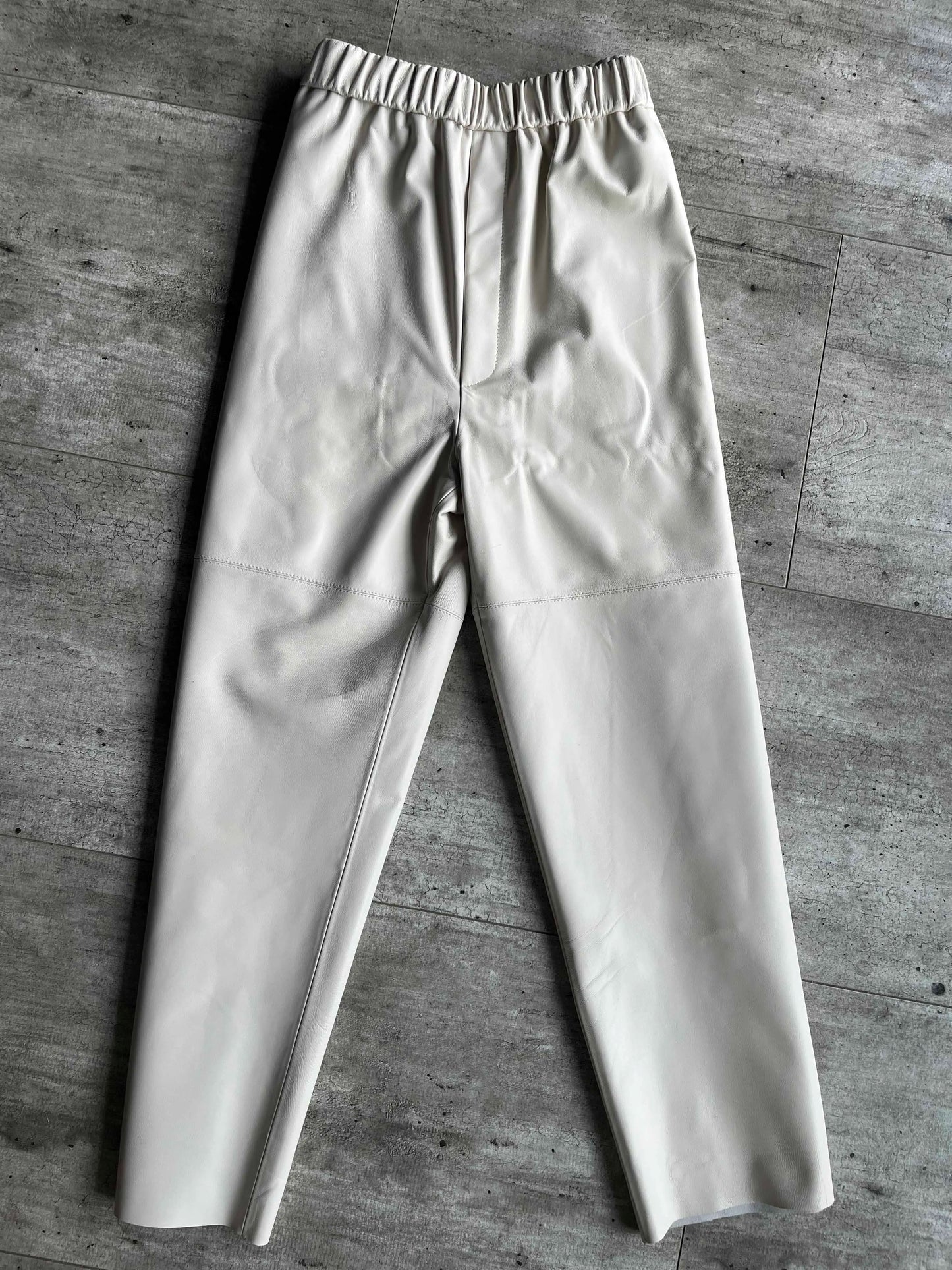 Women’s Genuine Sheepskin Leather Pants – High Waist Straight Fit Ankle-Length Trousers