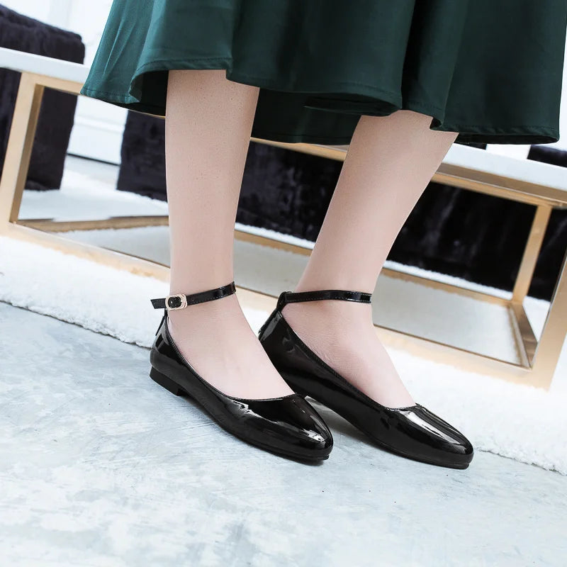 Spring Women's Flat Loafers  -  Casual Elegant Shoes with Ankle Straps, Red, Pink, White Footwear, Perfect for Daily Wear and Dance