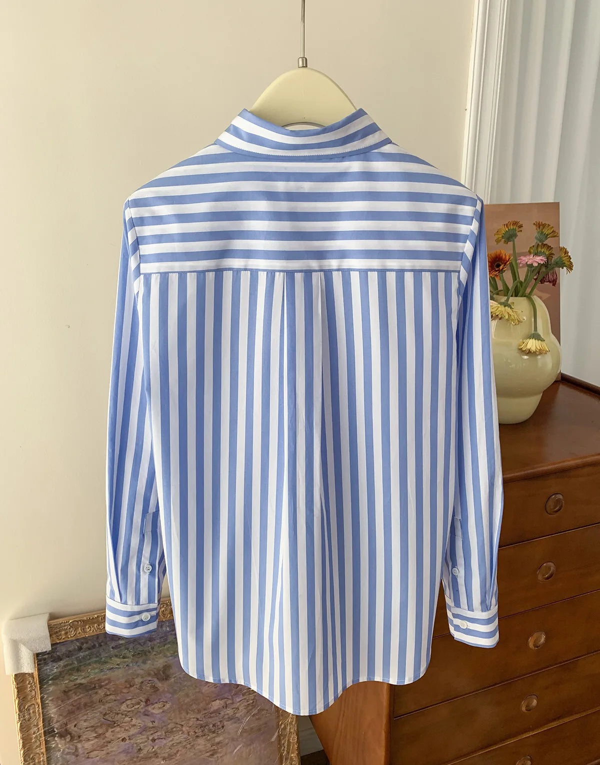 Early Spring Women's Striped Letters Love Lapel Buttoned Long Sleeve Top Shirt