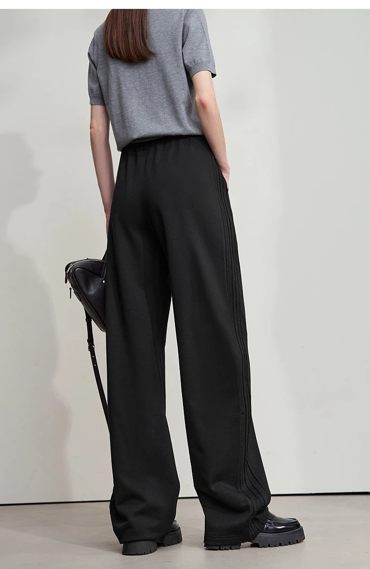Minimalist Cotton Knit Wide Leg Pants – Loose Casual Trousers for Women