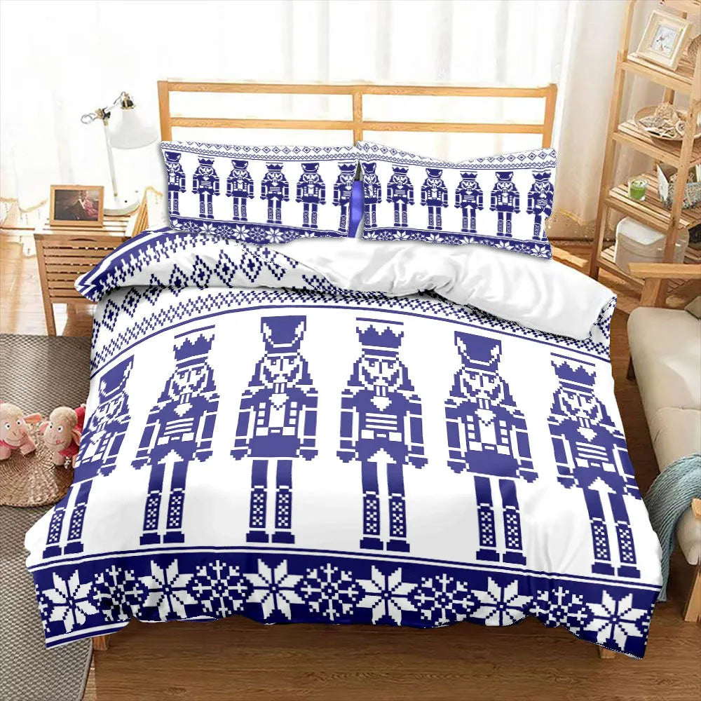 Nutcracker Cartoon Duvet Cover Merry Christmas Navidad Gifts Child Bedroom Decoration Women Men Cartoon Royal Guarder Queen Size