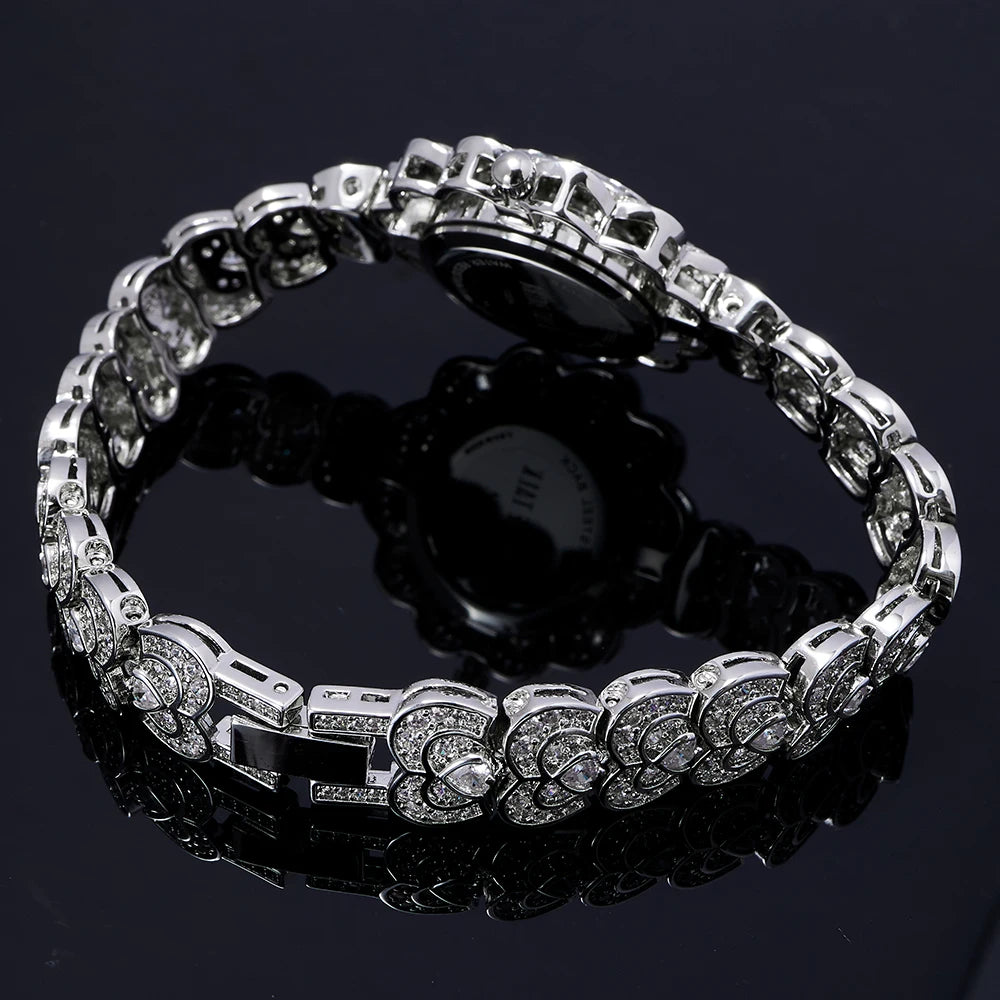 Gorgeous Women's Watch | AAA Cubic Zirconia Sunflower Bracelet Watch | Fashion Jewelry for Wedding & Party