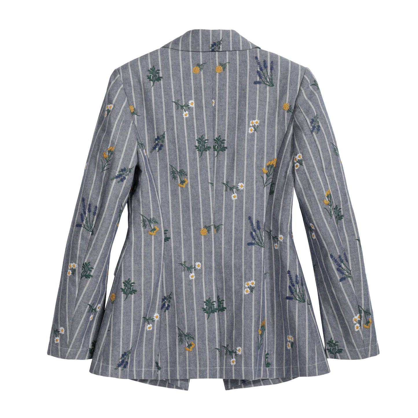 Urban Bohemian Chic Blue Striped Embroidered Blazer