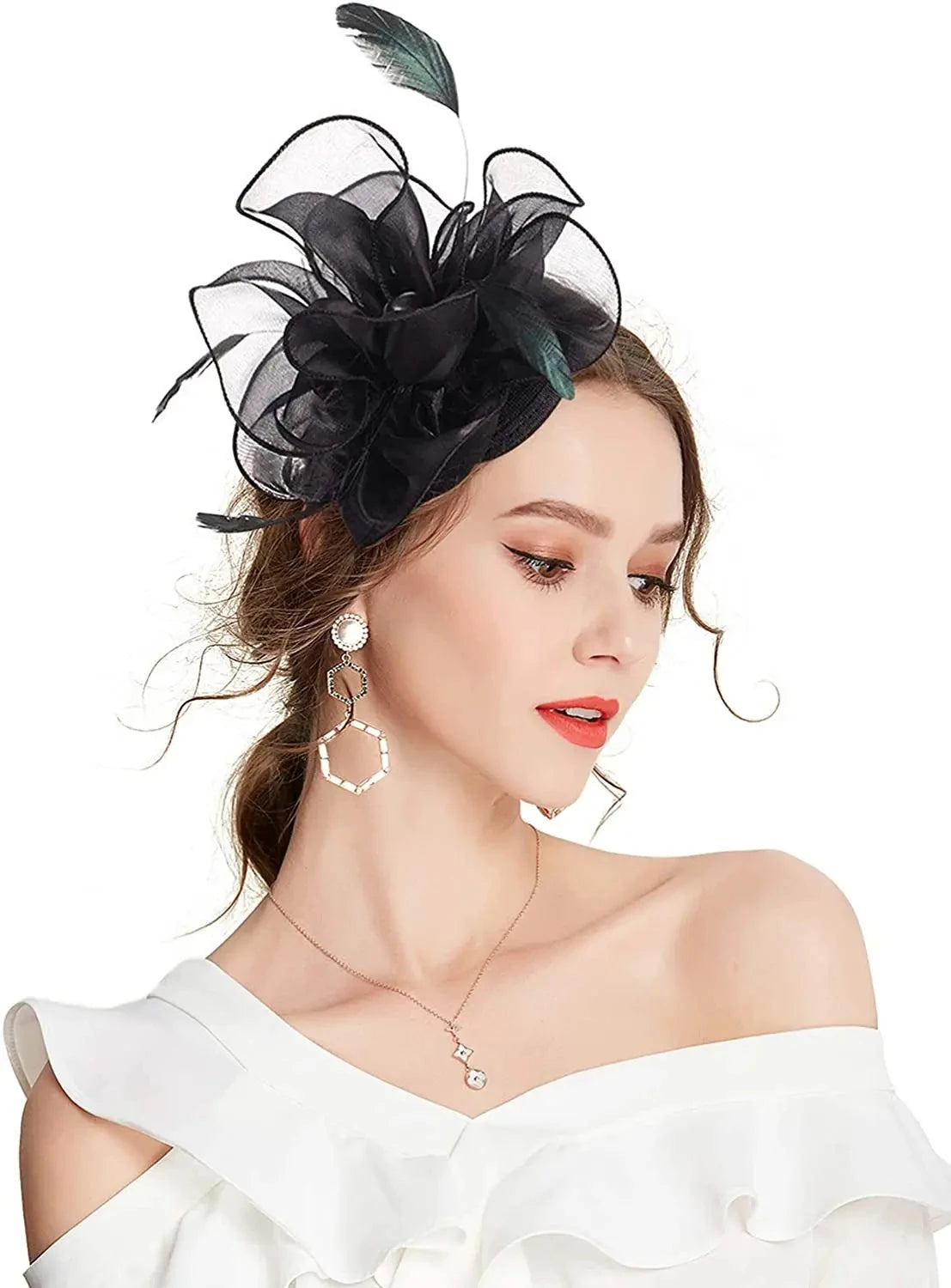 Fascinator Hats for Women  -  Feather Headwear for Tea Parties, Kentucky Derby, Weddings & Church Events