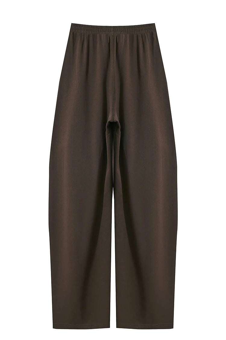 Minimalist Cotton Knit Wide Leg Pants – Loose Casual Trousers for Women