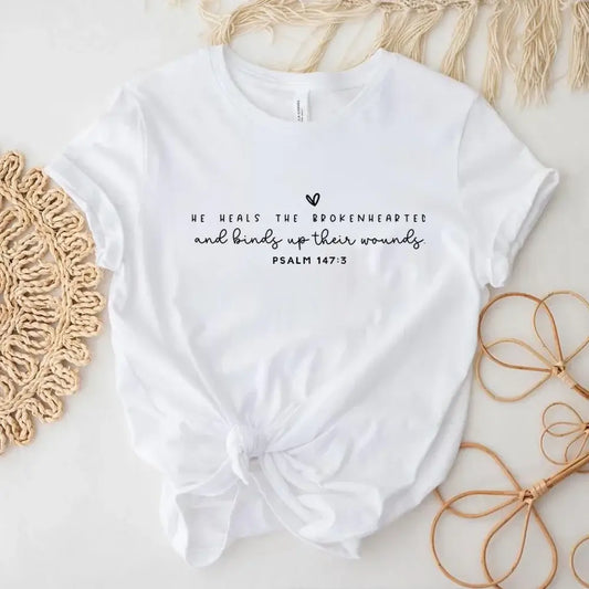 He Heals the Brokenhearted Christian Graphic Tee - HER SHOP