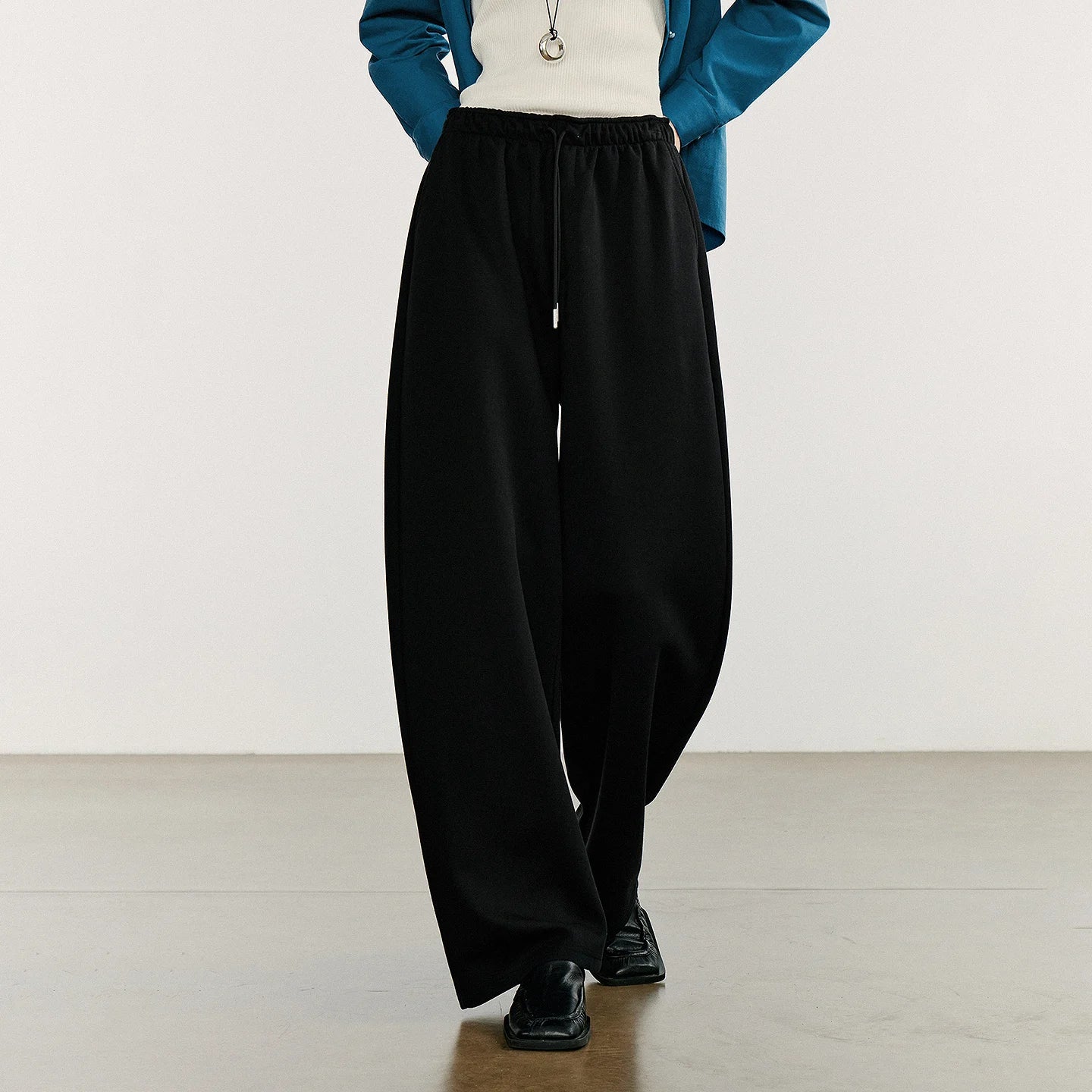 Autumn Elastic Waist Sweatpants – Women’s Wide-Leg Straight Cotton Sports Pants