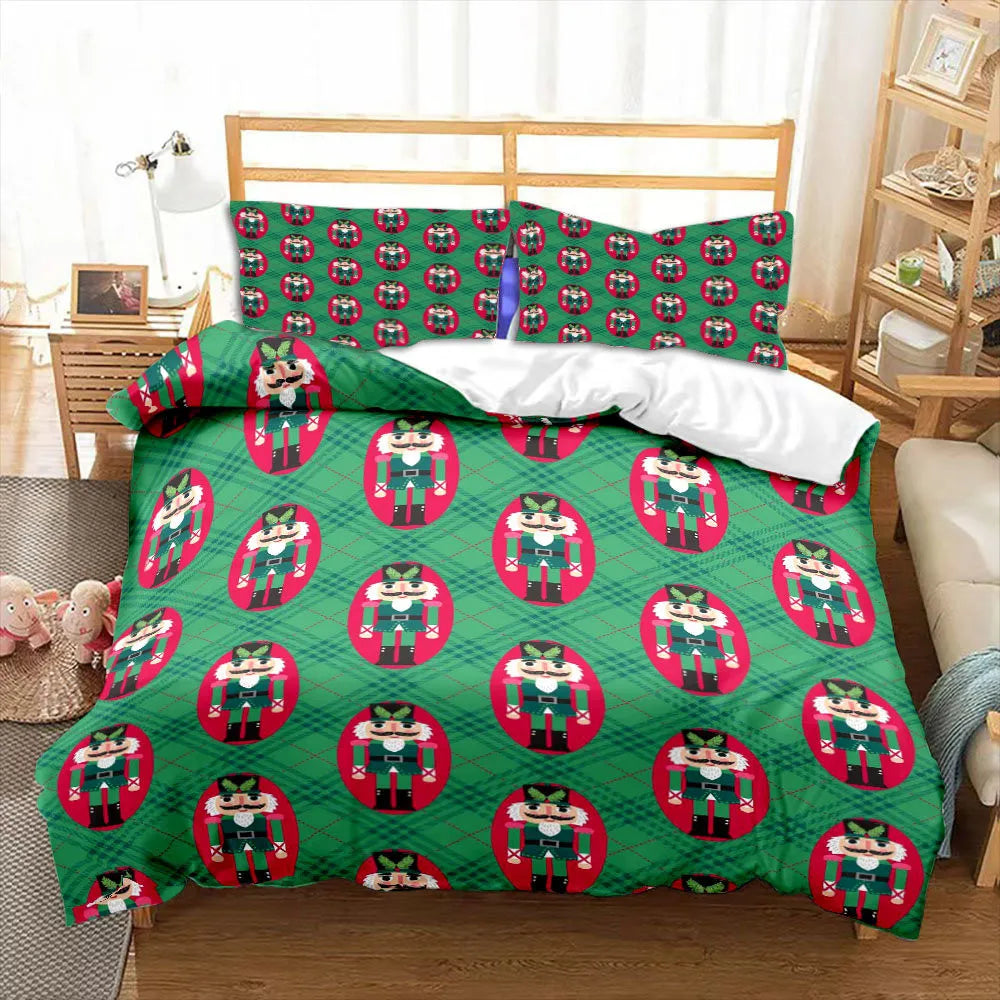 Nutcracker Cartoon Duvet Cover Merry Christmas Navidad Gifts Child Bedroom Decoration Women Men Cartoon Royal Guarder Queen Size