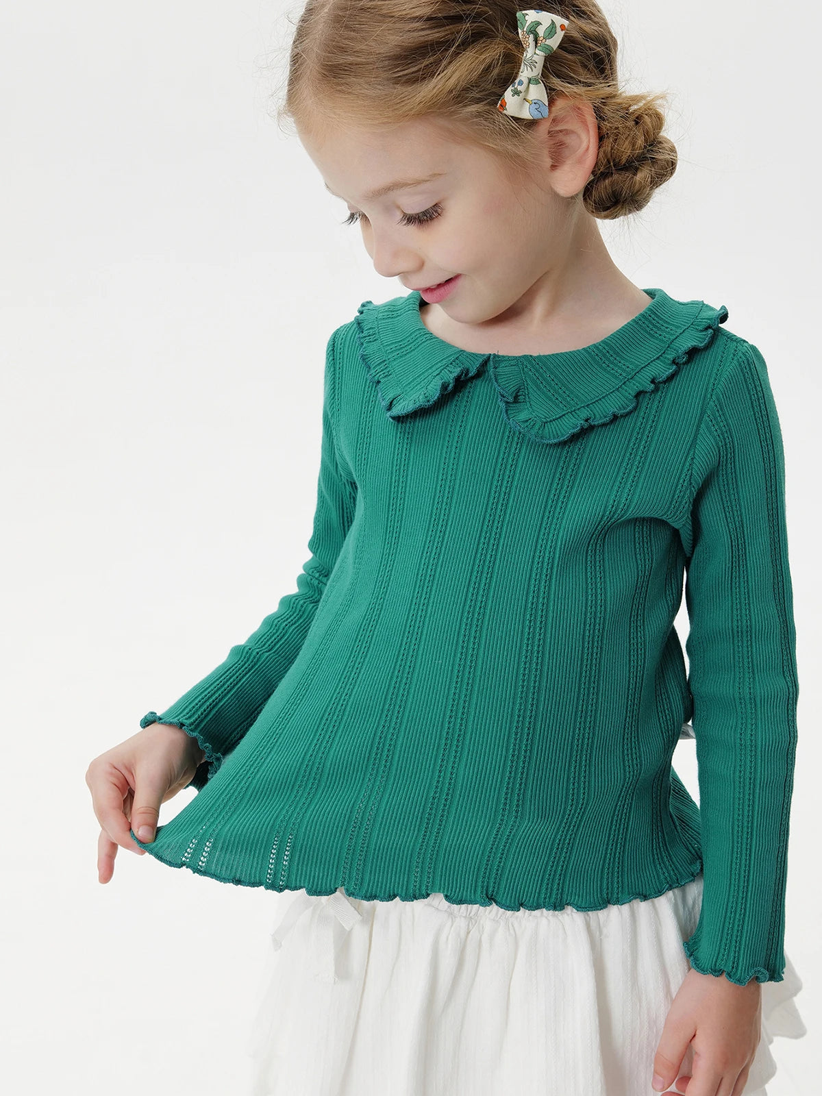 Toddler Girl Sweet Elegant Lace Collar Knit Long Sleeves T-Shirt for Autumn 551608