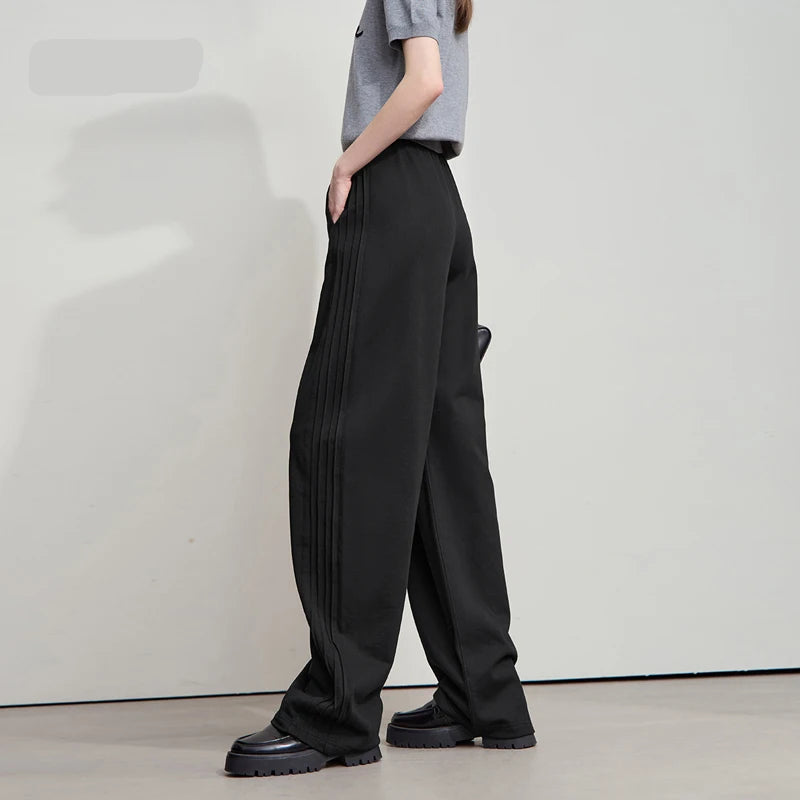 Minimalist Cotton Knit Wide Leg Pants – Loose Casual Trousers for Women