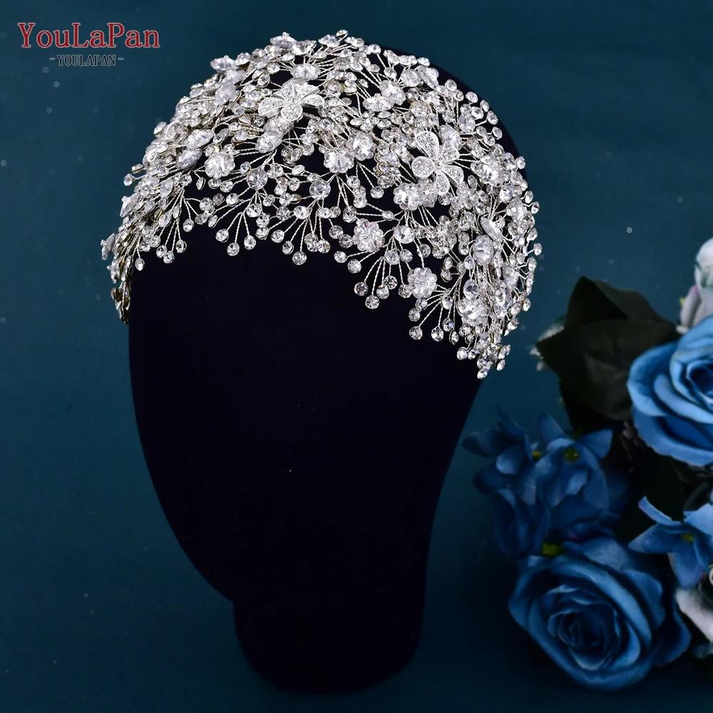 Crystal Wedding Headband | Floral Bridal Headpiece | Bride Tiara Hair Accessories for Wedding & Party