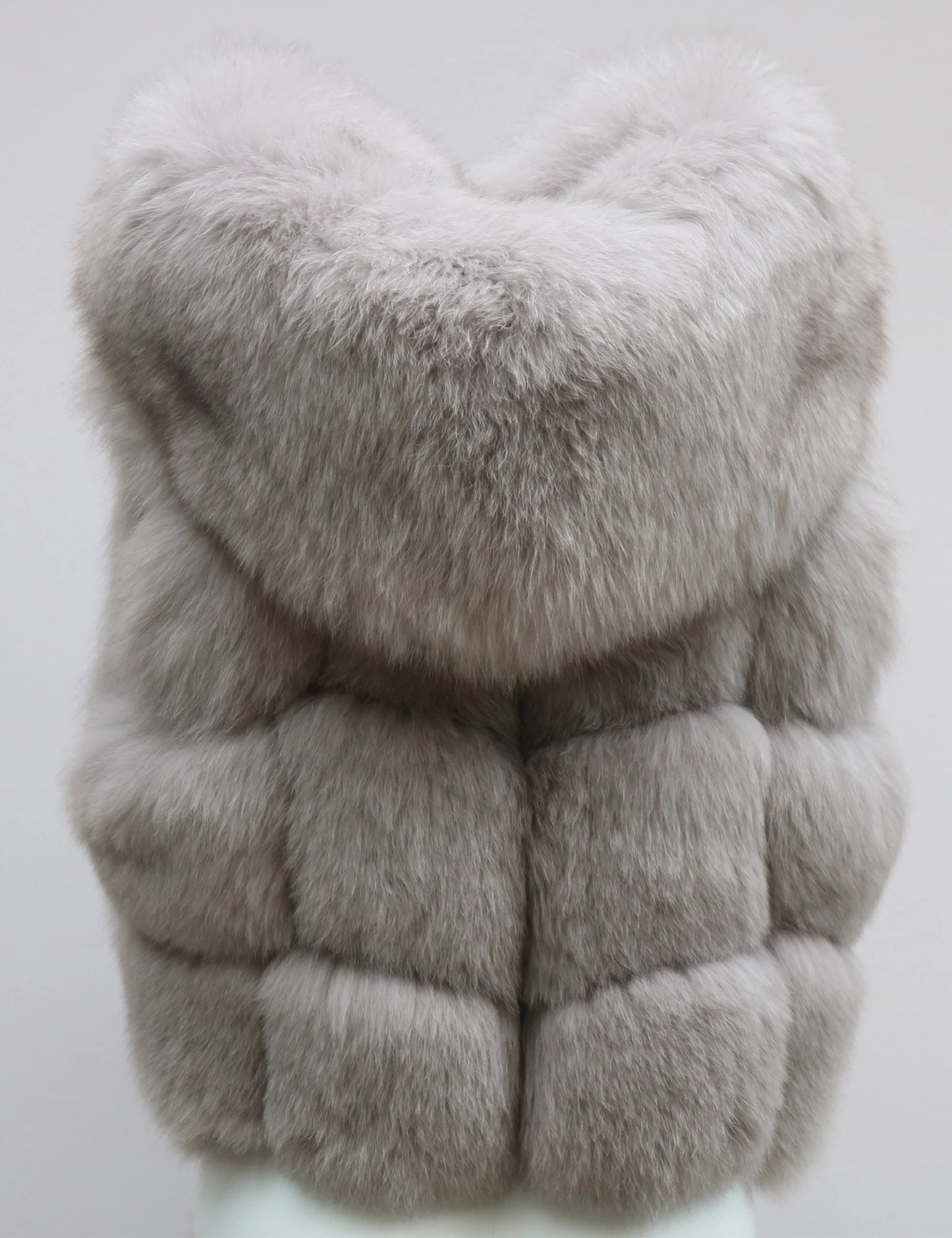 Real Fox Fur Vest Women's Genuine Silver Fox Short Jacket Sleeveless Hooded Fashion Casual Coats