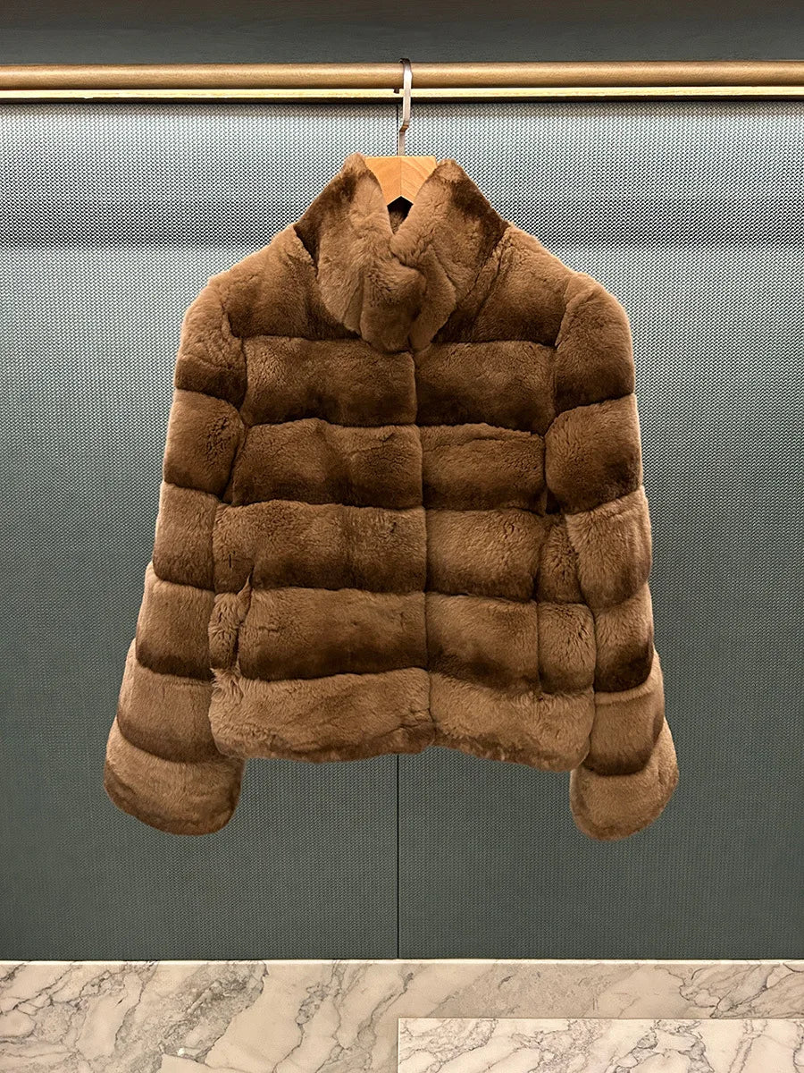 Women’s Full-Leather Mink Fur Collar Coat – Luxury Fall/Winter Fashion Outerwear