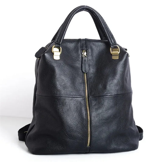 Women Leather Backpacks black Multi-purpose Dual-use womens backpack black Soft Leather Casual Daypacks Travel Ladies Bagpack - HER SHOP®