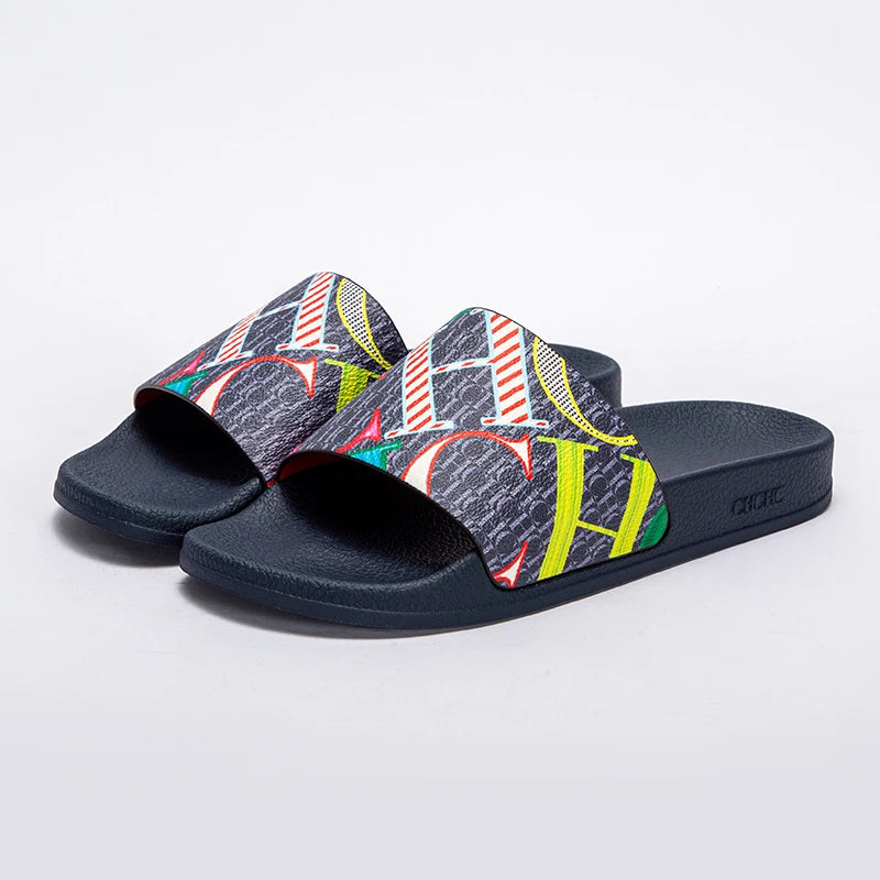 Fashionable Classic Women’s Slippers – PVC Material, Letter Print, Outdoor Casual Flat Bottom