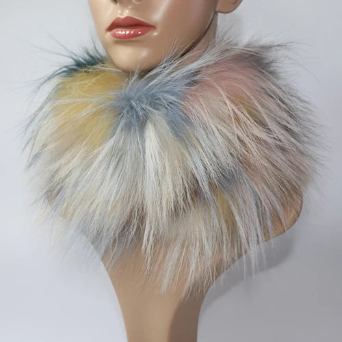 Women's Real Fox Fur Ring Scarf & Headband– Luxury Winter Neck Warmer Muffler, 100% Natural Fur with Good Elastic