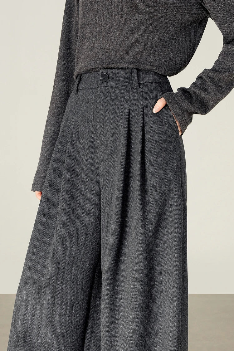Elegant Knit Wide-Leg Pants – Autumn Office Casual Trousers for Women