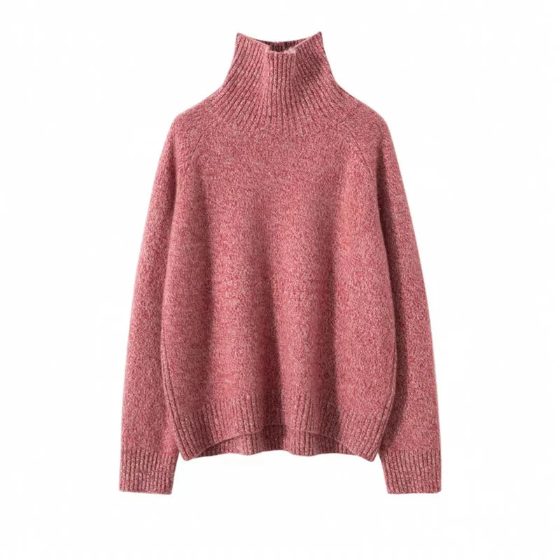 Hot Sale 2023 Autumn Winter 100% Cashmere Sweater Women's Turtleneck Soft Warm Pullover Female Loose Large Size Knitted Jumper