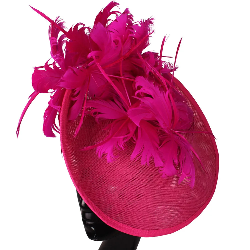 Elegant Floral Feather Fascinator Hat – Women's Derby & Wedding Formal Headpiece with Headband
