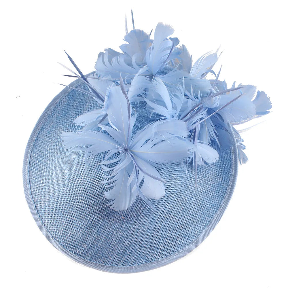 Elegant Floral Feather Fascinator Hat  -  Women's Derby & Wedding Formal Headpiece with Headband