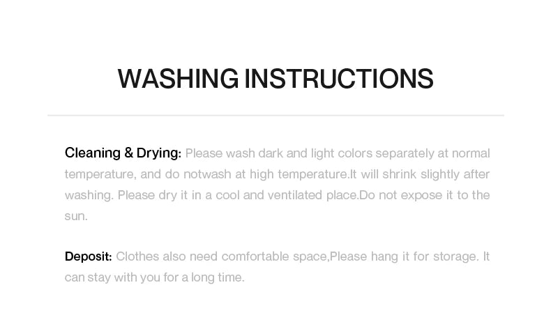 Text displaying washing instructions on a white background
